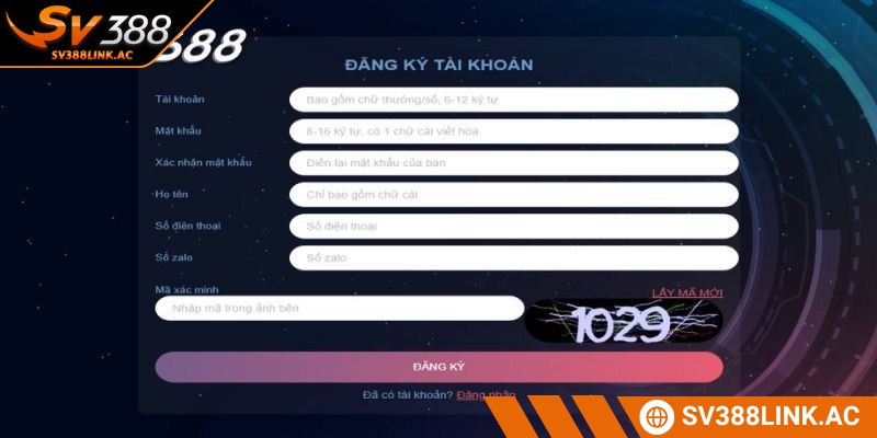 Quá trình đăng ký SV388 diễn ra nhanh chóng với 3 bước nhanh chóng