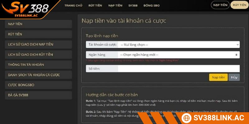 Tối ưu với nhiều phương thức đa dạng khi nạp tiền tại SV388